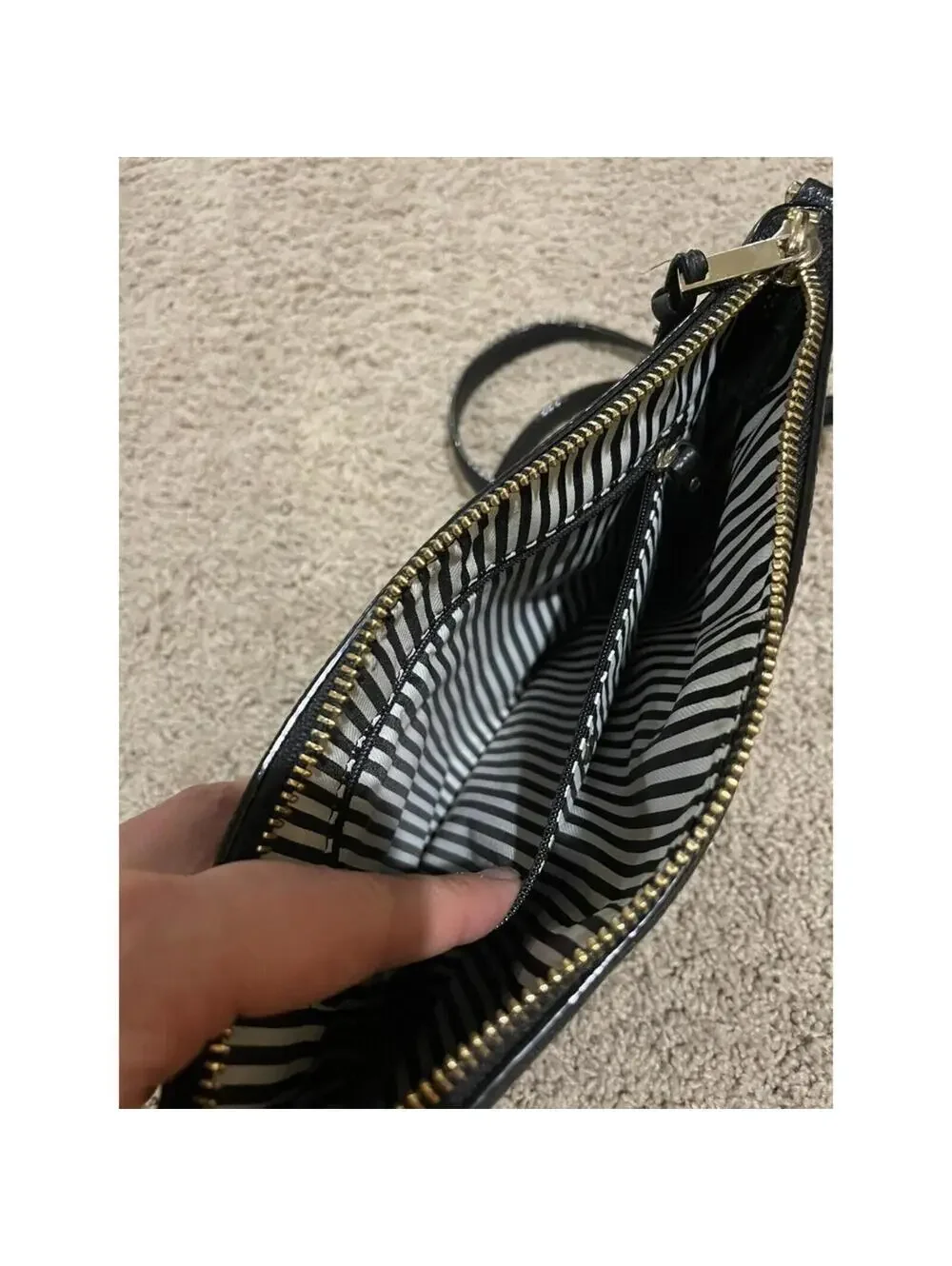 Kate Spade crossbody messenger bag purse small Black leather